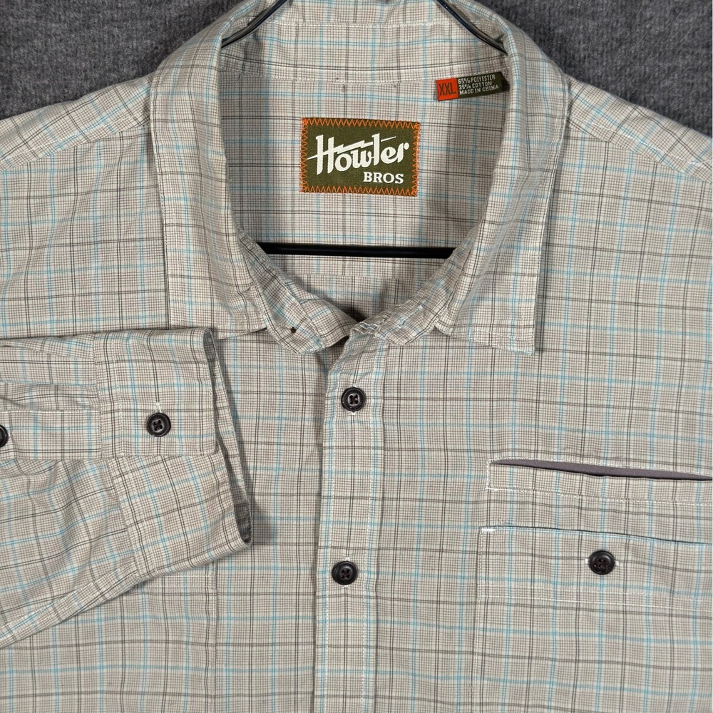 Howler Bros Shirt Mens XXL Plaid Long Sleeve Button Outdoor Tech Fishing